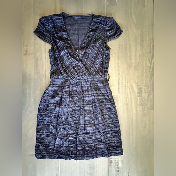 Milly 2 Emilie Wrap Dress Navy Shimmer (No Belt) - Picture 3 of 5